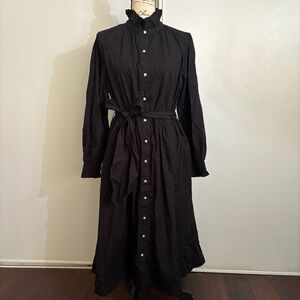 Black Buttoned Peplum Maxi Dress